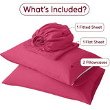 LONAVA Full Sheet Set 4 Pieces,Magenta Red Ultra Soft & Breathable Microbifer Sheets, 1600 Thread Count Hotel Luxury Oeko-Tex Bed Sheets, 14-16 Inch Deep Pocket Durable Wrinkle Free Sheets LONAVA