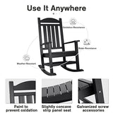 Devoko Rocking Chair Plastic Outdoor Indoor Patio Rocker Chair High Back All Weather Rocker for Patio Backyard Porch Garden (Black) Devoko