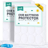 Crib Mattress Protector Sheets Waterproof 2 Pack, Quilted Crib Mattress Pad Cover Fitted Fits for Toddler Bed Mattress, White, 52” x 28” Biloban