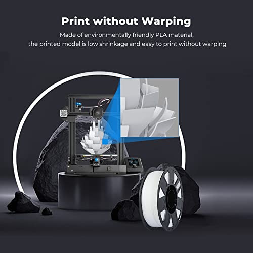 Creality 3D Printer Filament 1.75mm, Ender PLA Filament No-Tangling Smooth Printing Without Clogging No Warping, Fit Most FDM 3D Printers, 1kg Spool, Dimensional Accuracy +/- 0.02mm, White Creality