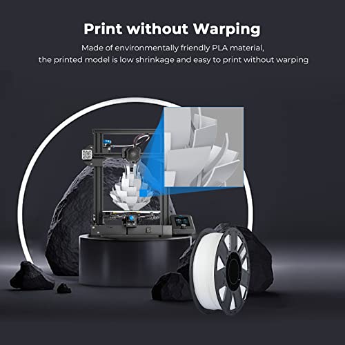 Creality 3D Printer Filament 1.75mm, Ender PLA Filament No-Tangling Smooth Printing Without Clogging No Warping, Fit Most FDM 3D Printers, 1kg Spool, Dimensional Accuracy +/- 0.02mm, White - WoodArtSupply