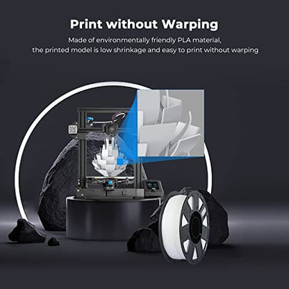 Creality 3D Printer Filament 1.75mm, Ender PLA Filament No-Tangling Smooth Printing Without Clogging No Warping, Fit Most FDM 3D Printers, 1kg Spool, Dimensional Accuracy +/- 0.02mm, White - WoodArtSupply