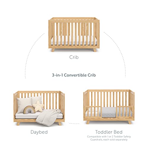 Storkcraft Beckett 3-in-1 Convertible Crib (Natural) – Converts from Baby Crib to Toddler Bed and Daybed, Fits Standard Full-Size Crib Mattress, - WoodArtSupply