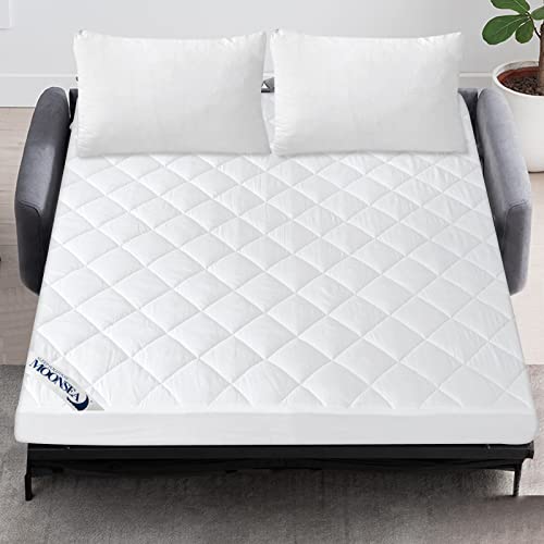 Waterproof Sofa Bed Mattress Protector Pad, Absorbent Queen Sleeper Sofa Mattress Topper Cover Quilted, Fitted Mattress Protector, 60" x72", White Moonsea