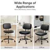 DUMOS Armless Office Desk Chair, Small Height Adjustable Computer Task Chair with Low Back Lumbar Support and 360° Swivel Rolling Wheels for Small Space, Kids and Adults, Dark Black DUMOS