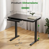 JYLH JOYSEEKER Small Standing Desk with Drawer, 35" x 20" Whole Piece Tabletop Electric Sit Stand Table, Height Adjustable Desk with Storage & USB Ports, Quick Install Home Office Computer Desk, Black JYLH JOYSEEKER