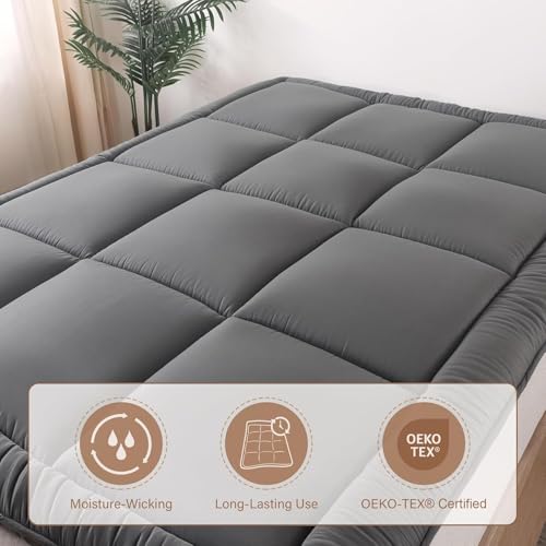 WhatsBedding Japanese Floor Mattress Futon Mattress 3" Grey Tatami Mat Shredded Memory Foam Filled Sleeping Pad, Foldable & Portable Roll Up Lounger Camping Bed for Kids and Adult,Twin Size 39"x 80" WhatsBedding
