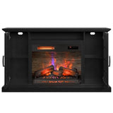 duraflame® Electric Fireplace Media Mantel for TVs up to 65 inches and Farmhouse Storage Cabinets, Black Embossed Ash Duraflame