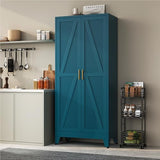 YAUWOH 71''Metal Cabinet with 4 Adjustable Shelves,5-Tier Pantry Storage Cabinet,Kitchen Pantry Cabinet for Living Room,Dining Room, Blue YAUWOH