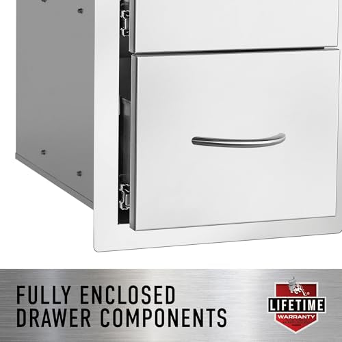 Bull Outdoor Products Premium Components for Outdoor Kitchen BBQ Island 38" 3 Drawer Door Combo with Reveal Bull Outdoor Products