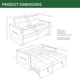 3 in 1 Convertible Sleeper Sofa Futon Bed,Modern Velvet Pull Out Couch Bed with Reclining Backrest&2 Pillows,54" Full Size Small Love Seat Lounge Couches for Small Spaces,Living Room (Dark Green) Majnesvon