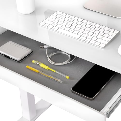 Seville Classics Airlift Electric Height Adjustable Desk with Tempered Glass Top, USB Charging Ergonomic Sit Stand Modern Home Office Workstation, - WoodArtSupply