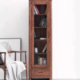 LUNIZ Solid Oak Bookshelf with Glass Door - Stylish Storage Rack for Home and Study LUNIZ