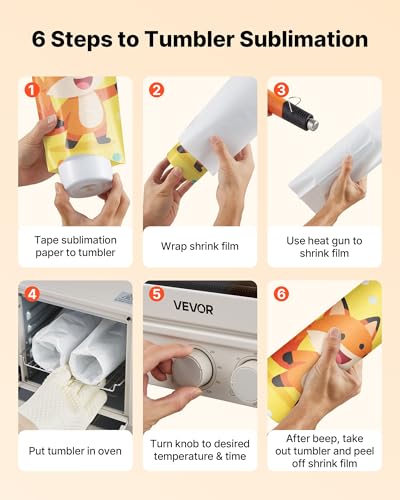 VEVOR Sublimation Oven Machine, 13 Qt, Fits 20oz Tumblers, with 1 Heat Air Gun, 50 Shrink Films, 1 Tape and 2 Heat Gloves, Oven for Sublimation Blank Tumblers, Mugs, Bowls, Off-White VEVOR