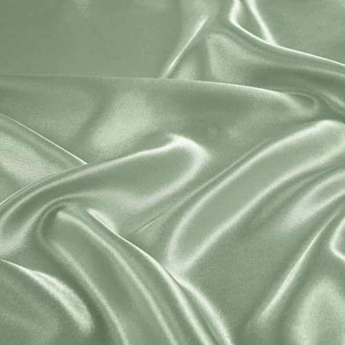 TREELY 6 Piece Queen Size Satin Sheets Set - Silky Smooth Sage Green With Deep Pocket, Fitted Sheet, Flat Sheet, 4 Pillowcases TREELY