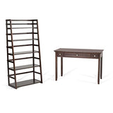 SIMPLIHOME Acadian SOLID WOOD 30 Inch Transitional Ladder Shelf Bookcase in Brunette Brown, For the Living Room, Study Room and Office SIMPLIHOME