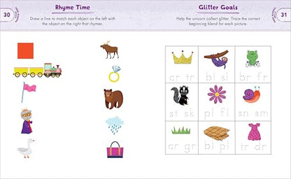 Kindergarten Activity Book Unicorns: 75 Games to Practice Early Reading, Writing, and Math Skills (School Skills Activity Books)