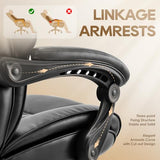 COLAMY Office Chair with Retractable Footrest, Ergonomic High Back Design Executive Computer Desk Chair with Removable Lumbar Pillow, 90-135°Reclining, Thick Bonded Leather for Home Office Work, Black COLAMY