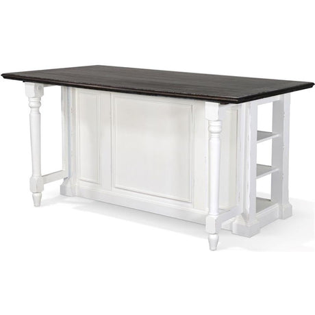 Pemberly Row 71.5" x 38" Farmhouse Wood Kitchen Island with Adjustable Shelves, Ample Storage Space, in White & Dark Brown Finish Pemberly Row