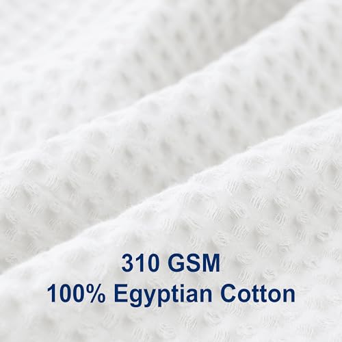 100% Egyptian Cotton Duvet Cover Set Queen Size, Waffle Weave Duvet Cover, 600 TC Soft Breathable Luxury Textured Bedding Set for All Season, 3 PCS, 1 Duvet Cover and 2 Pillowcases, White, 90"x90" Zaizaihome
