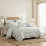 Laura Ashley - King Comforter, Soft Reversible Bedding Set, Includes Matching Shams with Bonus Euro Shams & Throw Pillows, Farmhouse Home Decor (Nora Blue, King) Laura Ashley