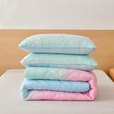 Xruibed Pink Quilt Set Twin Size Ombre Blue Pink Mint Quilt Sets Kids Girls Bedding Set 2PCs Summer Reversible Lightweight Microfiber Bedspread Coverlet Sets for All Season (68''x86'') Xruibed