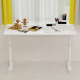 Penau Adjustable Height Standing Desk, Manual Crank Sit to Stand Computer Desk, Minimalist White Engineered Wood Top, T-Shape Iron Frame for Home Office, 47.24 x 23.62 x 35.43 Inchs. Penau