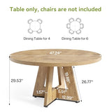LITTLE TREE Round Dining Table for 4-6 People, 47 Inches Dining Room Table with Wooden Pedestal Base, Circle Kitchen Tables for Dining Room, Kitchen, Living Room, Oak LITTLE TREE