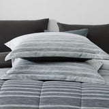 Monbix Full Size Comforter Set - 7 Pieces Bed in a Bag Full, Grey-Stripe Bedding Sets, All Seasons Comforter Bed Set with Sheets, Pillowcases & Shams Monbix