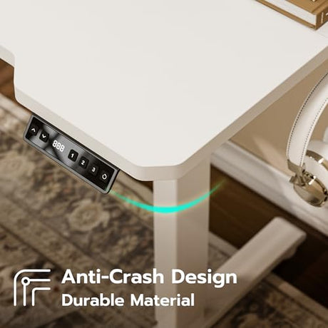 Acrolix 59 Inch L Shaped Standing Desk Adjustable Height, Electric Corner Standing Desk, Sit Stand Computer Table with Reversiable Splice Board,White Acrolix