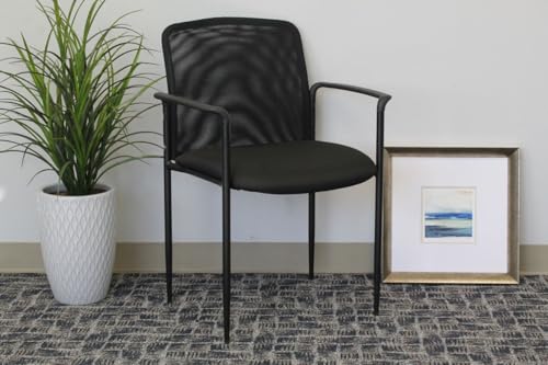 Boss Office Products Stackable Mesh Guest Chair in Black, 250 (B6909-BK)
