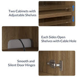 BELLEZE Fluted TV Stand with 23" Electric Fireplace Heater with Sound, 68" Entertainment Center for TV Up to 75", Media Console Table with Cable Management for Living Room, Bedroom - Camel BELLEZE