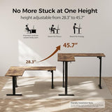 Agilestic 63 x 55 Inch L Shaped Standing Desk Adjustable Height, Corner Standing Desk, Sit Stand Up Computer Table, Splice Board, Rustic Brown Agilestic