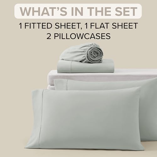 UGG Hedi Full Sheet Set 4-Piece Luxury Cooling Sheets Deep Pockets Premium Bedding with 2 Pillow Shams Hypoallergenic Machine Washable Soft Lightweight Bed Set for Bedroom, Full, Mineral Green UGG