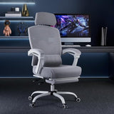 DUMOS Home Office Desk Chair with Footrest, High-Back Mesh Rolling Swivel Reclining Chairs with Wheels, Comfortable Headrest, Lumbar Support, Comfy Arms for Home, Office, Gaming, Student,Elegant Grey DUMOS