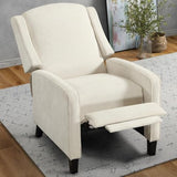 INZOY Wingback Pushback Recliner Chair, Fabric Push Back Recliners with Padded Seat, Mid Century Modern Reclining Chair for Living Room Bedroom, White