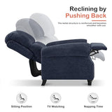 MCombo Pushback Recliner Chair, Chenille Upholstered Accent Chairs, Adjustable Reclining Sofa with Easy Lounge for Living Room Office 4865 (Blue) MCombo