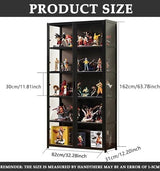 Curio Display Cabinet, 5 Tier Storage Shelves with Acrylic Glass Door, Transparent Bamboo Display Case for Figures, Display Shelves for Collectibles & Kids Bookcase for Home (Black Double Door) iusyugh