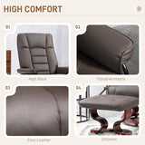 HOMCOM Faux Leather Reclining Chair, Swivel Ottoman Chair, Recliner with Ottoman with High Back and Wood Frame for Living Room, Brown HOMCOM