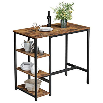 VASAGLE Industrial Bar Table with Sturdy Metal Frame in Rustic Brown - Easy Assembly and Stylish Design