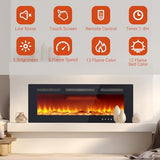 40 Inch Ultra-Thin Recessed Electric Fireplace, Wall Mounted Linear Fireplace Heater with Remote & Touch Screen | Multicolor Flame, Adjustable Thermostat, Timer | Includes Logs & Crystals, 1500W 120V PeakPursuit