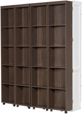 Foldable Hidden Queen Murphy Bed Cabinet with Storage Bookshelf Bookcase, Wood White Murphy Wall Bed with Storage Shelves for Adults (Espresso) MERITLINE