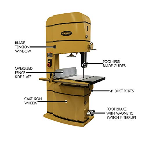 Powermatic 24-Inch Woodworking Bandsaw, 5 HP, 1Ph 230V (PM2415B) - WoodArtSupply