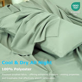 Popfavor Deep Pocket Full Fitted Sheet with Straps - Fits Mattresses Up to 21" Thick - 3 Piece Bed Sheets - Moisture Wicking, Cooling & Soft Fitted Sheet & Pillow Cases (Light Green) Popfavor