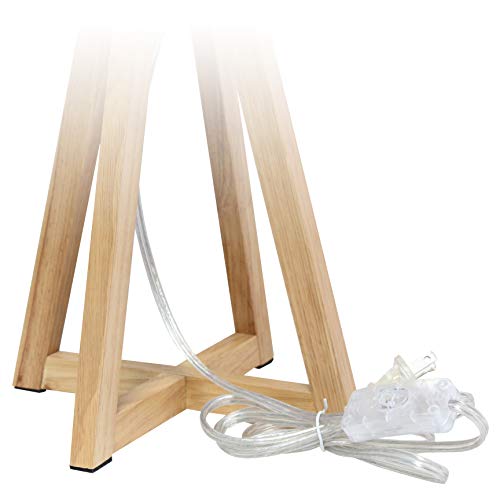 Simple Designs LT1069-NWH Interlocked Triangular Natural Wood Table Lamp with White Fabric Shade Simple Designs
