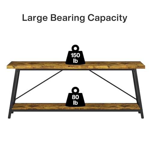 Tribesigns 70.9 Inches Extra Long Sofa Table Behind Couch, Industrial Entry Console Table for Hallway, Entryway & Living Room, Rustic Brown Tribesigns