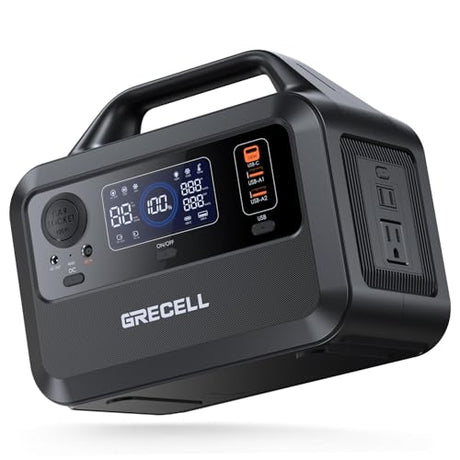 GRECELL Portable Power Station 300W, 230Wh LiFePO4 (LFP) Battery, 1.5hrs Fast Charging, 2 Up to 300W(Peak 600W) AC Outlets, Solar Generator for Outdoor Camping/RVs/Home Use GRECELL
