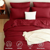 CozyLux Queen Comforter Set Dark Red, 7 Pieces Bed in a Bag Queen Size Comforter Set with Sheets, Bedding Sets with Down Alternative Comforter, Fitted Sheets, Flat Sheets, Pillow Shams and Pillowcases CozyLux