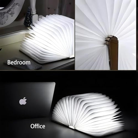 Ngtcglm Wooden Book Lamp, 3 Colors Folding Book Lamp, USB Rechargeable Book Lights, Light Up Book Lamp Decor, Novelty Unique Lamp, Creative Gifts for Book Lovers Ngtcglm