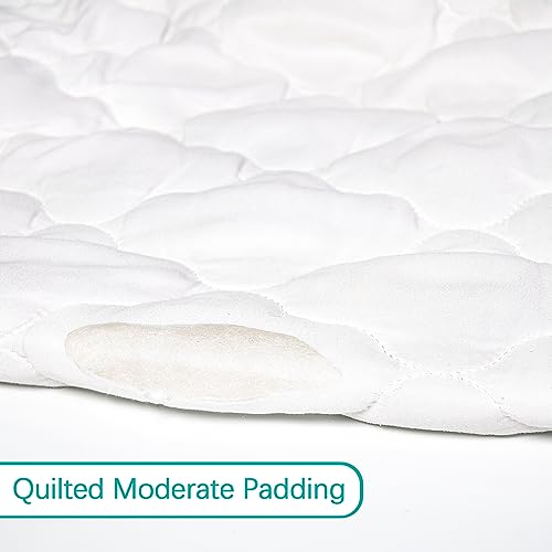 Crib Mattress Protector Sheets Fitted Waterproof Crib Mattress Pad Cover, Noiseless & Machine Wash 100% Absorbent Crib/Toddler Mattress Protector Sheet Quilted, White, 52" x 28" Biloban